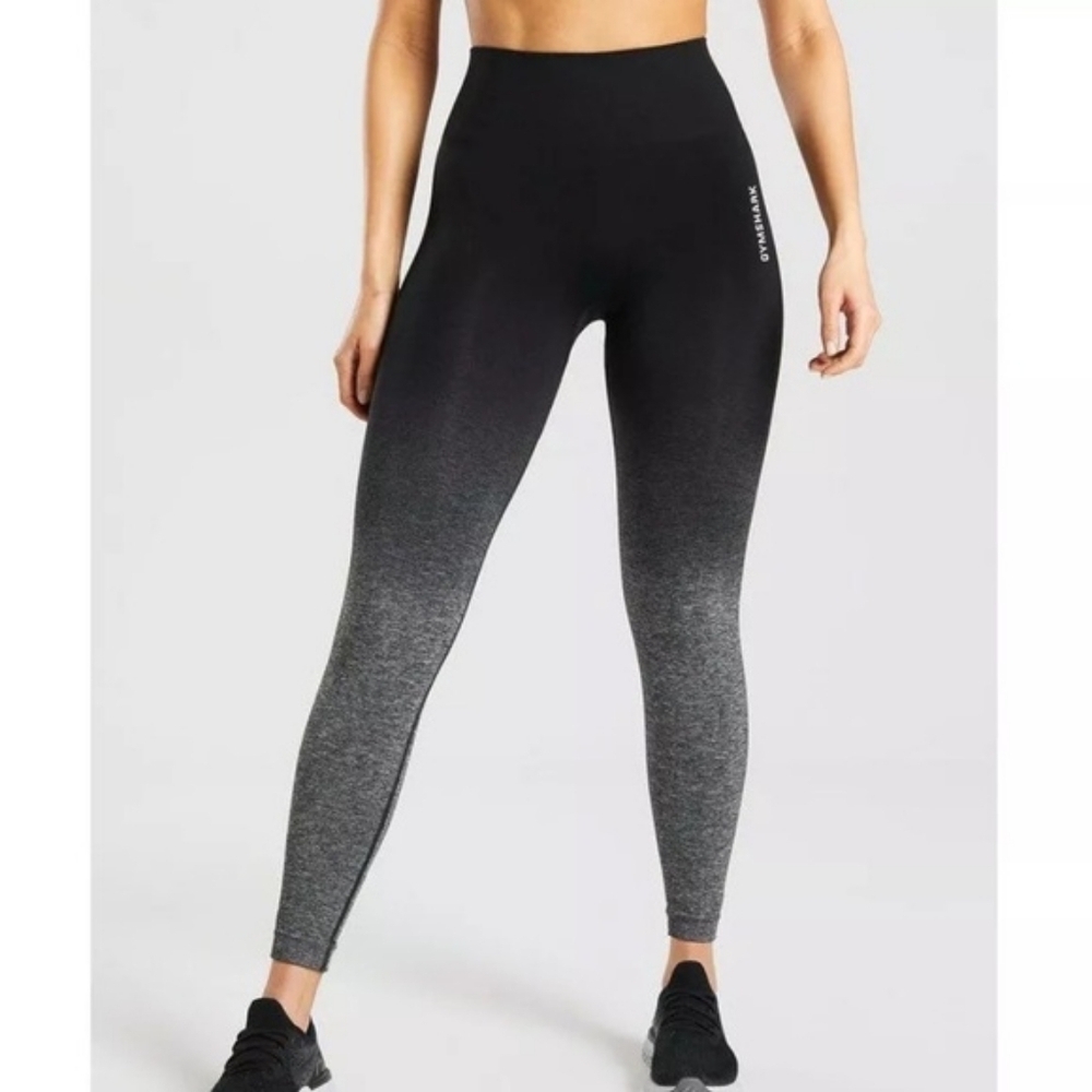 GYMSHARK Leggings Adapt Ombre Seamless M Black Gray High Rise 7/8 Athletic Gym